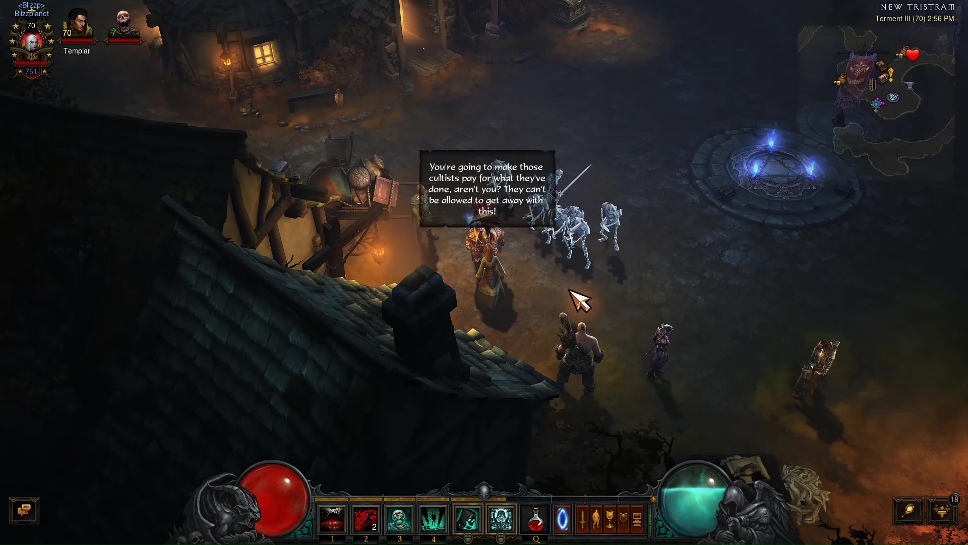 Screenshot da tela de gameplays: A. Diablo 3, B. Doom, C. League of