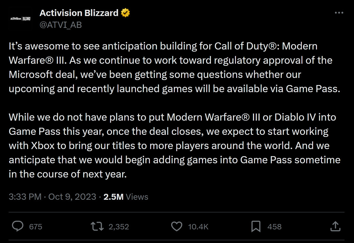 Diablo, Overwatch, and Call of Duty Coming to Game Pass After