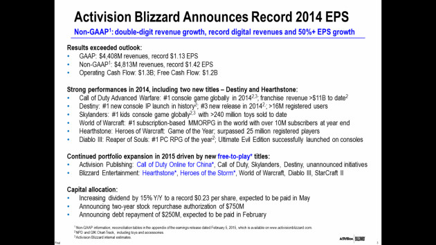 Activision Blizzard Q4 2014 Transcript