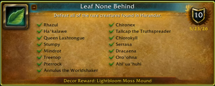 Leaf None Behind Achievement Leaf None Behind Achievement