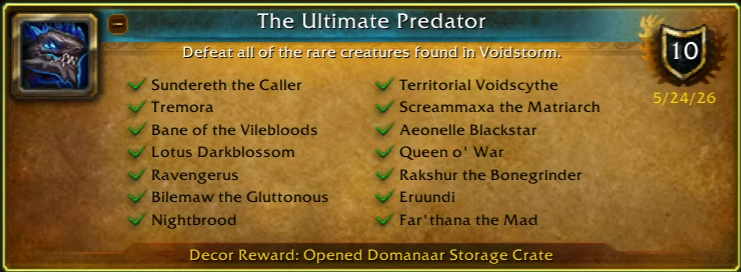The Ultimate Predator Achievement The Ultimate Predator Achievement