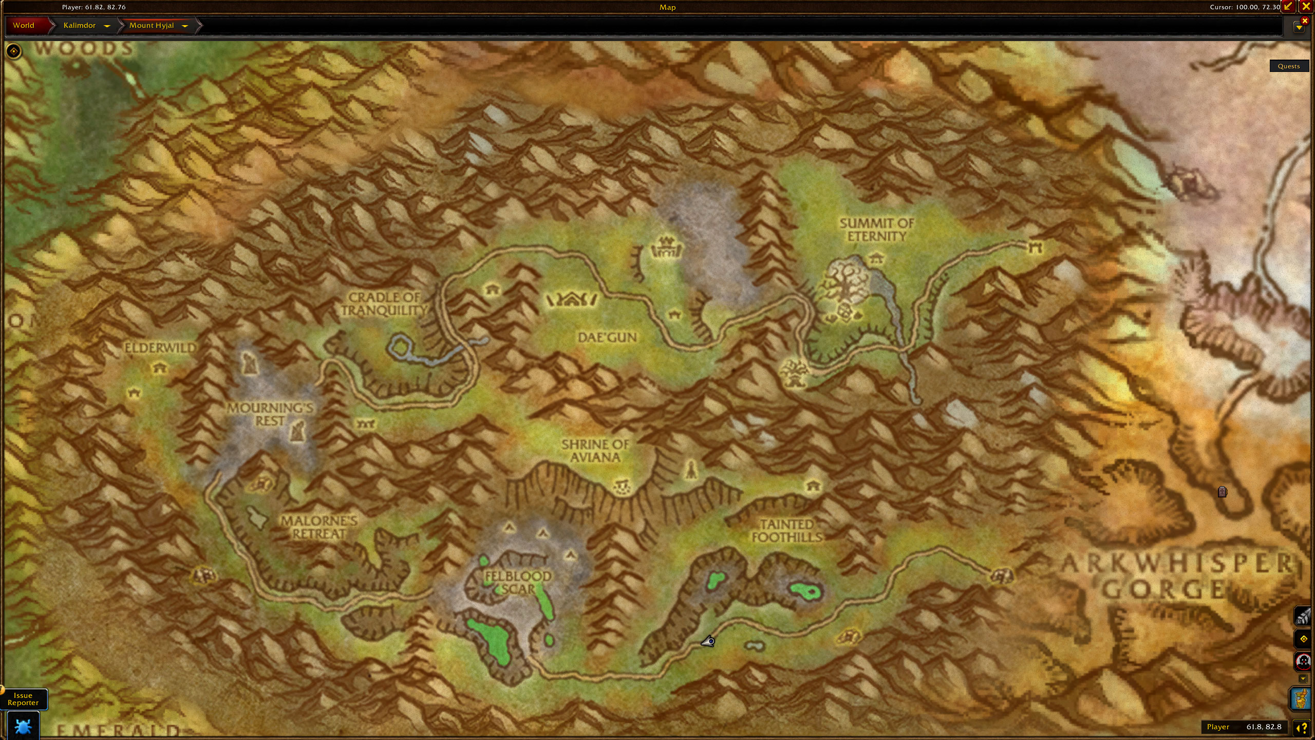 Mount Hyjal map from World of Warcraft: Forever Beta